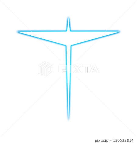 透明背景に配置された青色に発光する十字シンボル 透明背景に配置された青色に発光する十字シンボル 130532814