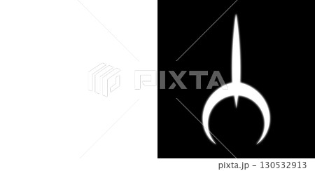 透明背景と黒背景に配置された白い円弧と垂直ラインのシンボル 透明背景と黒背景に配置された白い円弧と垂直ラインのシンボル 130532913