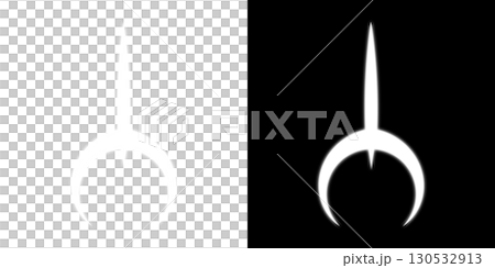 透明背景と黒背景に配置された白い円弧と垂直ラインのシンボル 透明背景と黒背景に配置された白い円弧と垂直ラインのシンボル 130532913