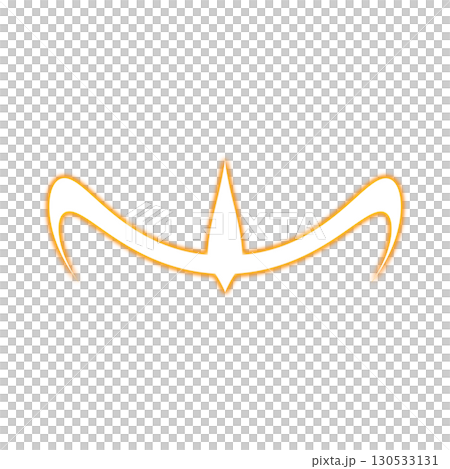 Orange glowing curved symbol with a central projection placed on a transparent background 130533131
