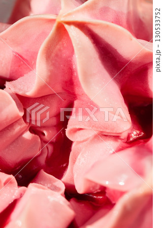 Frozen Strawberry Ice Cream Melting Under Summer Sunlight 130533752