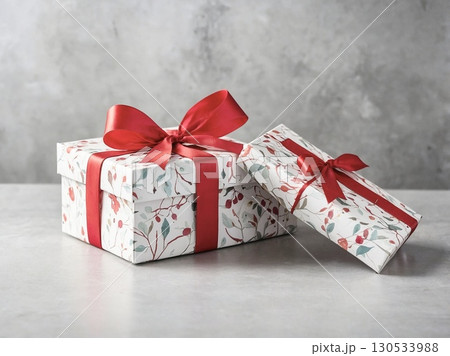 赤色のリボンで包まれたギフトボックス 赤色のリボンで包まれたギフトボックス 130533988