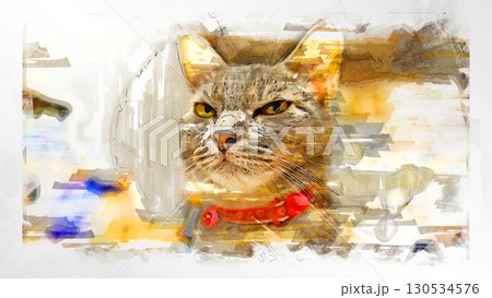 スケッチ風 猫 ネコ ねこ キジトラ グレー 雌 メス 雌ねこ 雌ネコ 元気 かわいい 癒し スケッチ風 猫 ネコ ねこ キジトラ グレー 雌 メス 雌ねこ 雌ネコ 元気 かわいい 癒し 130534576