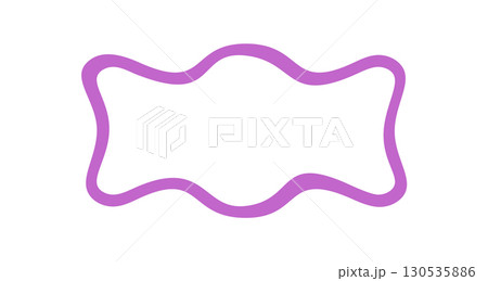 Groovy wavy outline retro rectangle frame with purple line and abstract border shape. Y2k style element with modern background, perfect for trendy, playful themes or contemporary visual projects. 130535886