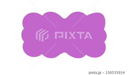 Groovy retro wavy scallop rectangle border in bold purple forms a funky abstract frame. Solid bubble edge and stylish y2k background create a unique graphic element for modern trendy art. 130535914