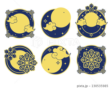 満月のワンポイントイラストセット 130535985