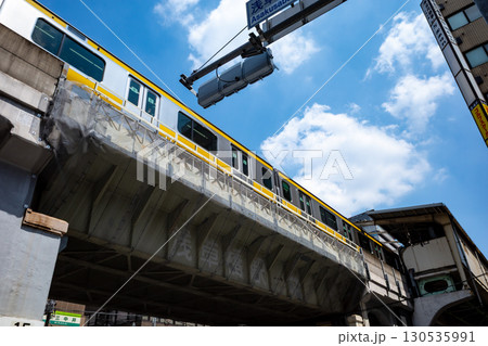 高架上のJR総武線と浅草橋駅 2025.08 130535991