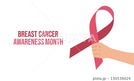 Breast Cancer Awareness Month. Pink ribbon symbol. Design postcard, banner, poster, and social media post. Vector illustration. Breast Cancer Awareness Month. Pink ribbon symbol. Design postcard, banner, poster, and social media post. Vector illustration. 130536024
