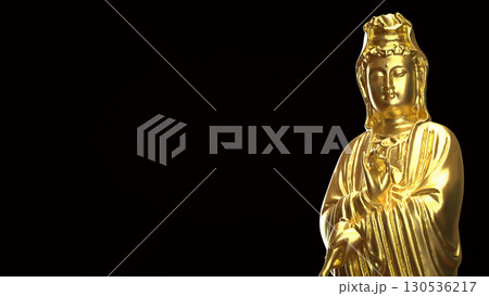 The Gold Guan Yin for religion concept 3d Rendering. The Gold Guan Yin for religion concept 3d Rendering. 130536217