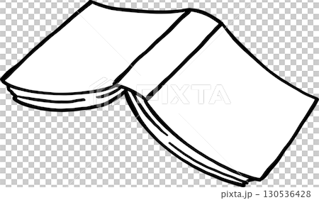 Hand Drawn Open Book outline black and white Hand Drawn Open Book outline black and white 130536428