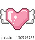天使の羽根とハートのドット絵 130536585
