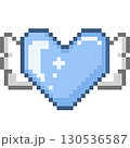 天使の羽根とハートのドット絵 130536587