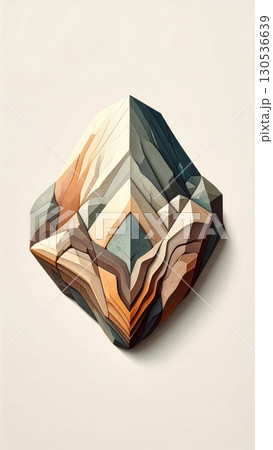 Abstract Geometric Mountain Layers in Earth Tones on Cream Background Pixelated Style 130536639