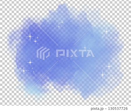 A picture book-like illustration of the night sky seen through gaps in the clouds A picture book-like illustration of the night sky seen through gaps in the clouds 130537726