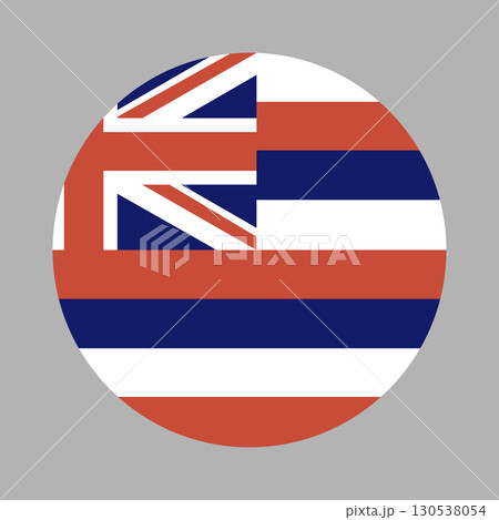 Hawaii flag icon. Round flag of Hawaii state. Hawaii flag circle button. Hawaii flag icon. Round flag of Hawaii state. Hawaii flag circle button. 130538054