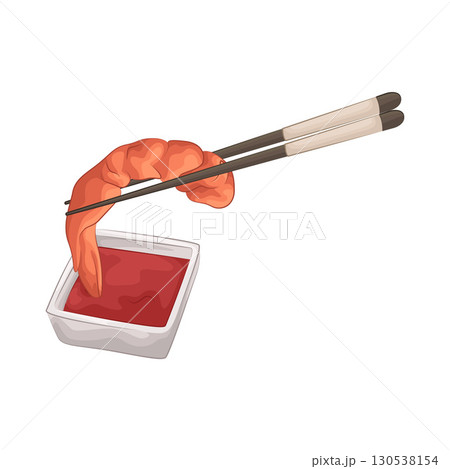 Illustration of shrimp with sauce  130538154