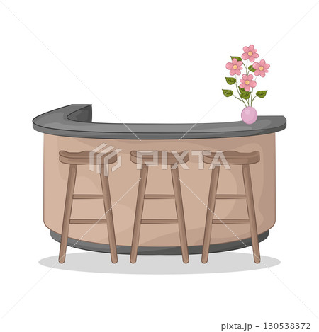 Illustration of bar table combined with bar stools Illustration of bar table combined with bar stools 130538372