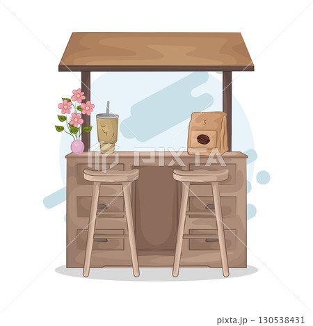 Illustration of bar table combined with bar stools Illustration of bar table combined with bar stools 130538431