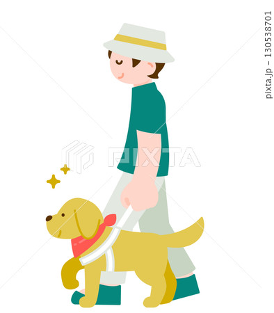 盲導犬と外出する視覚障害者 130538701