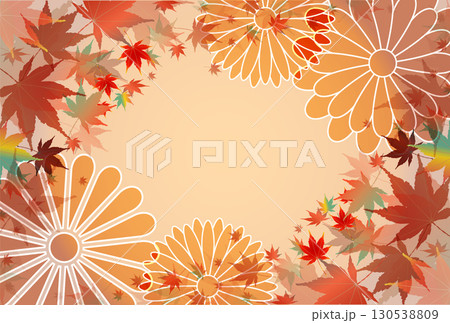 秋　紅葉　菊　背景	 130538809