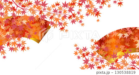 秋　紅葉　扇子　背景	 130538819