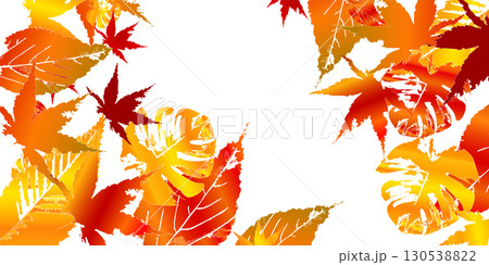 秋　紅葉　和柄　葉　背景	 130538822