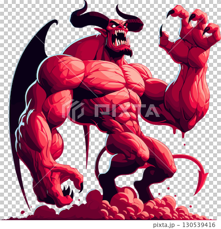 Illustration of a big red demon Illustration of a big red demon 130539416