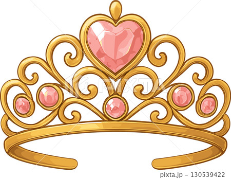 ピンクの宝石のかわいいティアラのイラスト 130539422