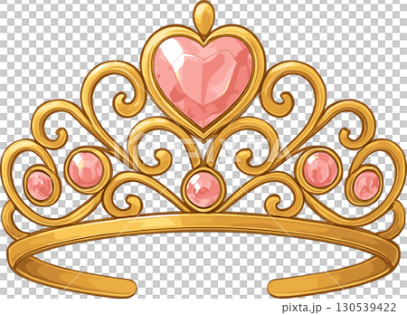 ピンクの宝石のかわいいティアラのイラスト 130539422