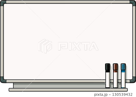 無地のホワイトボードとマーカーのイラスト 130539432