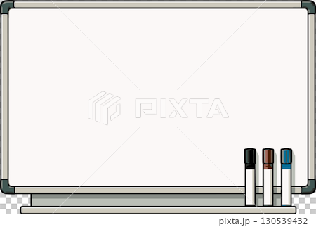 無地のホワイトボードとマーカーのイラスト 130539432