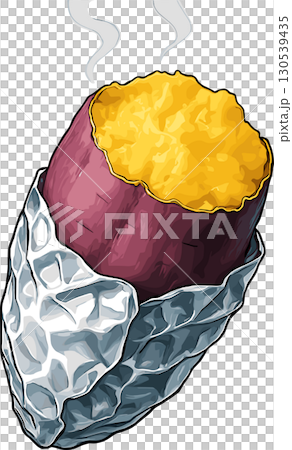 Illustration of a steaming roasted sweet potato 130539435
