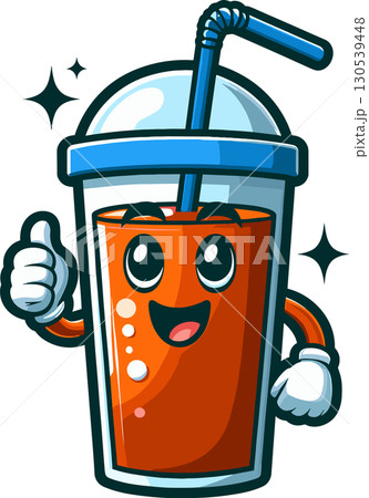 ストローの刺さったドリンクキャラクターのイラスト 130539448