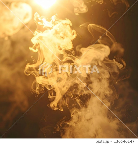 Abstract Smoke Plumes in Golden Tones Creating a Dynamic and Flowing Background 130540147