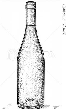 Monochrome Illustration of an Empty Glass Wine Bottle in Portrait Orientation on White Background Monochrome Illustration of an Empty Glass Wine Bottle in Portrait Orientation on White Background 130540583