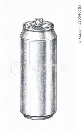 Detailed Illustration of an Aluminum Can with Silver Color in a White Background Detailed Illustration of an Aluminum Can with Silver Color in a White Background 130540585