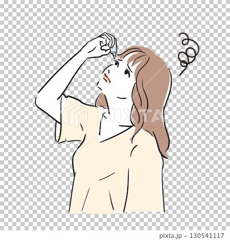 Young woman in poor health: tired eyes, dry eyes 130541117