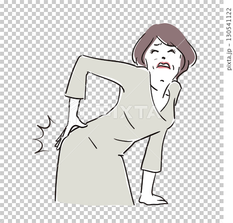 体調不良のシニア大人女性 腰痛 体調不良のシニア大人女性 腰痛 130541122