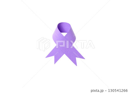 Purple ribbon for awareness and support, isolated on white, PNG 130541266