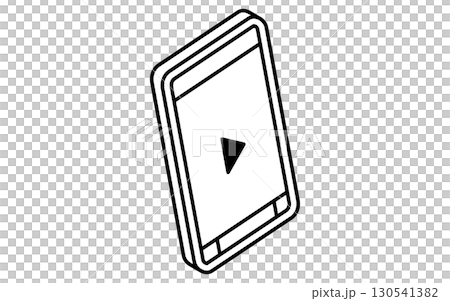 オンライン学習、動画再生ボタンとスマホのシンプルなアイソメトリック線画イラスト、白黒 オンライン学習、動画再生ボタンとスマホのシンプルなアイソメトリック線画イラスト、白黒 130541382