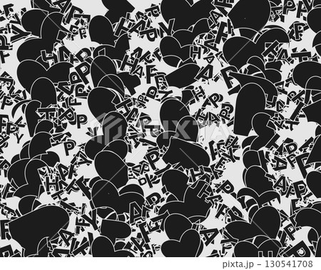 Black and White Happy Heart Seamless Pattern Design Black and White Happy Heart Seamless Pattern Design 130541708