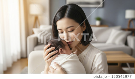 新生児を抱っこする母親 新生児を抱っこする母親 130541977