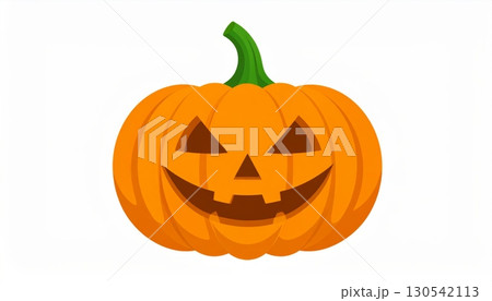 A glowing, spooky jack-o'-lantern with an evil face is a classic Halloween symbol 130542113