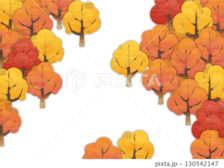 広葉樹の森の小道白・秋・規格紙比率横 130542147