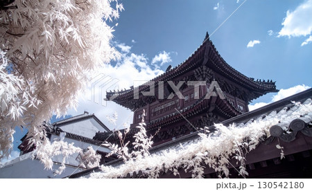 Traditional East Asian architecture of temples, pavilions, and castles showcasing ancient cultural history in Japan, China, and Korea 130542180