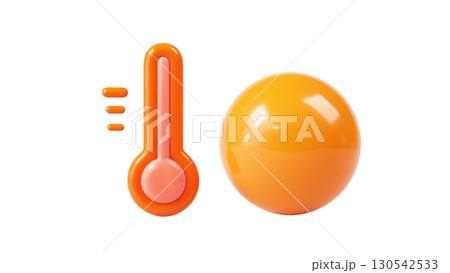 Temp gauge with warm sphere visual, created with AI, PNG 130542533