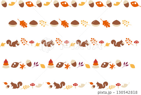 秋をイメージしたイラストの罫線セット　あしらい 130542818