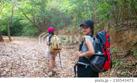 Group backpack people travel and explore adventure in nature Group backpack people travel and explore adventure in nature 130543473