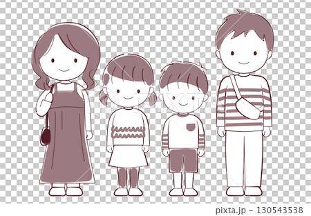 A relaxed illustration of a family of four going out 130543538