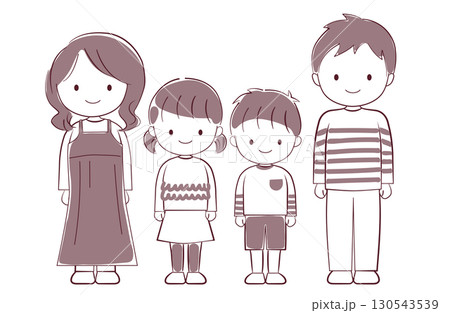 ゆるいタッチの4人家族イラスト ゆるいタッチの4人家族イラスト 130543539